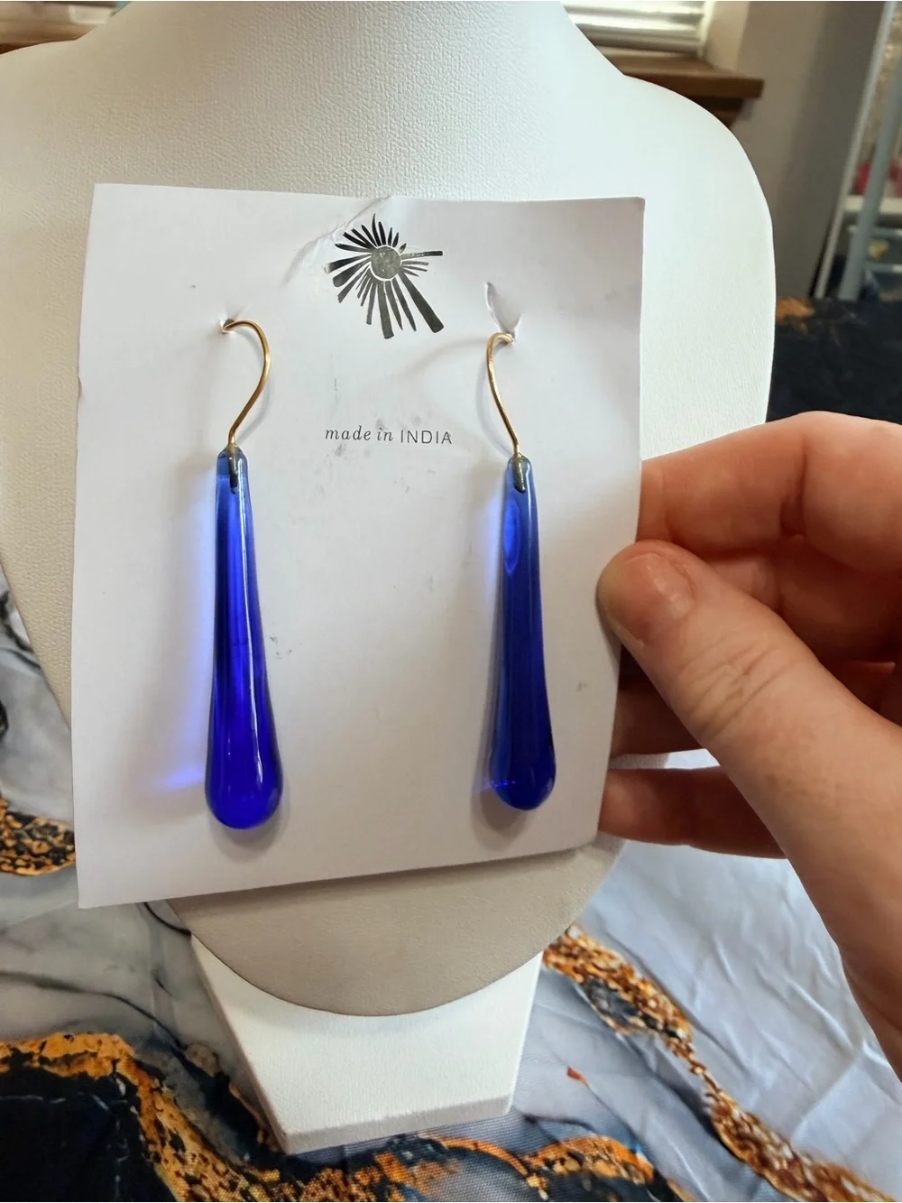 Noonday Collection retired blue cobalt drop earrings NWT!